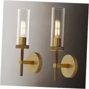Brass knurled Wall Sconces Set of Two, 14" Sconces Wall Lighting Indoors, Gold