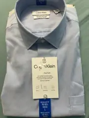 Calvin Klein Men’s Wrinkle Free Dress Shirt 16-16 1/2-Light blue