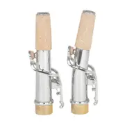 2 Pcs Soprano Saxophone Straight Neck Curved Neck Mouthpiece Vintage Brass Sax Necks for Practice and Performances Silver