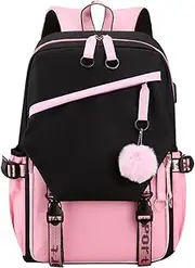 [Miekeits] Teenage girls' Backpack Middle School Students Bookbag Outdoor Daypack With USB charge Port