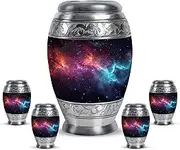 Galaxy Urns - Funeral Urns for Adult Ashes Men - Urn for Ashes for Women - Galaxy Cosmic Blue and Fiery Red-Orange. Burial Funeral for Mom - Urn for Ashes Adult Male (Combo of 5, 10" & 3")
