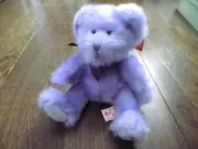 Russ Aphrodite Loving Reflection Plush Purple Sitting Teddy Bear Love Ribbon Bow