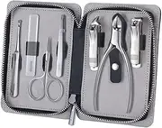 lskdnrufh Nail Clipper Set 7 Pieces Pedicure Grooming Kit for Men Women, Portable Nail Clipper Set, Sharp Finger&Toe Nail Tool, Personal Care Manicure Kit with Leather Case Manicure Set(Black)