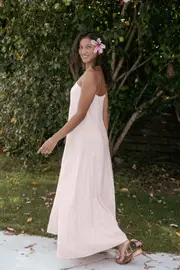 [PUP52] Bethany Strapless Midi Dress - Rosewater S Pink