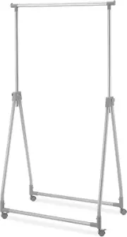 Whitmor Foldable Garment Rack - Rolling Clothes Rack - Adjustable Height - Silve