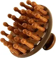 Xolixorium Massage Hair Brush - Sandalwood Scalp Massager with 28 Wooden Pins, Ergonomic Handle for Men and Women, Full Body Relaxation