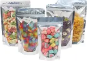 Reusable Aluminium Foil Zip Lock Stand up Food Pouches Bags with Notch for Food