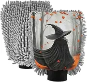 XYMZR Witch Autumn Forest Absorbent Microfiber Car Wash Mitt, Funny Cute Anime Scratch Free for Cars Cleaning, Home Cleaning Mitts, 2 Pack, 10.24” L x 7.09” W