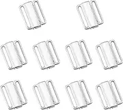 10 Sets Bra Strap Hooks Bra/Bikini Hook Closure Free Front Closing Bathing Suit Replacement Clasp for Craft Bra Making Lingerie (Silvery)