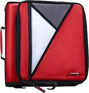 Case-it The Universal Zipper Binder - 2 Inch O-Rings - Padded Pocket That Holds up to 13 Inch Laptop/Tablet - Multiple Pockets - 400 Page Capacity - Comes with Shoulder Strap - Fire Engine Red LT-007