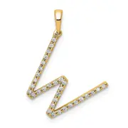 14K Yellow Gold Real Diamond Letter W Initial Pendant