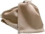Large Retro Bow Hair Clip Satin Pearl Shark Clip For Elegant Updos And Hair Styling(Beige)