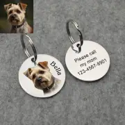 Personalized Dog Tag Custom Pet ID Tag Collar Cat Tag Photo Name Tag Key Ring