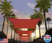 Amgo 14' x 16' Red Rectangle Sun Shade Sail Canopy Awning UPF50+ AGTAPR1416,
