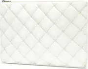 MOSISO 13-13.3 inch Laptop Sleeve Puffer Rhombus Quilted Padding Bag for Women, Soft Puffy Carrying Case Compatible with MacBook Air 13/Pro 13/Pro 14 inch, Cute Lightweight Nylon Bag Cover, Milk White