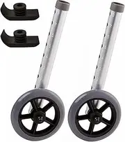 Walker Wheels 1 Pair, Replacement Rollator Accessories, Rubber Wheel Universal Design with 8 Adjustment Holes(2 Pack)