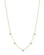 Zoe Chicco 14K Yellow Gold Emerald Gemstones Emerald & Diamond Station Collar Necklace, 14-16