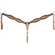 Western Two Tone Leather Hand Carved Set of Headstall and Breast Collar