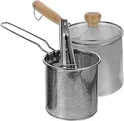 SOLUSTRE 1Set Stainless Steel Fry Pot with Food Tong Deep Fryer with Heat Insulating Handle for Safe Cooking for Frying Fish