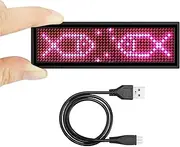 Exspeky Upgraded LED Name Badge Cellphone Programmable Rechargeable Name Tag for Restaurant Shop Exhibition Nightclub Hotel(Pink)