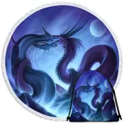 Fantasy Art Moon Night Dragon Fight Round Beach Towel