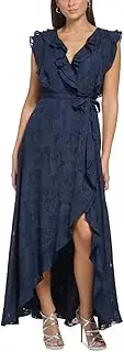 [DKNY] Womens Metallic Maxi Dress Navy 2