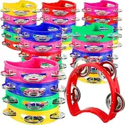 Yeshone 30 Pack Tambourine for Kids Adult Tamborines Musical Instrument Noise Makers 4 Bells Handheld Toy Tambourines for Charity Church Christian Kindergarten Wedding Christmas Party(Multicolors)