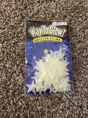 40 Glow in the Dark Stars Shining Stars Way To Glow with Removable Adhesive NEW