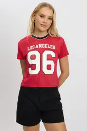 Red Graphic Tee Short Sleeve - Size 14L, Women's Graphic Tee