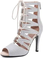 [SWDZM] Women's Ballroom Latin Dance Boots Lace up Salsa Tango Dancing Heels