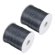 2pcs Beading Thread Bracelet Weave Craft Cord 1.5mm 158M/Roll, Deep Grey