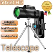 +Tripod Monocular 50X60 Telescope +Clip for Cell Phone HD Lens Zoom Optical