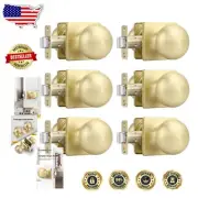 Sleek Brushed Gold Passage Door Knobs - 6 Pack with Adjustable Latch Feature