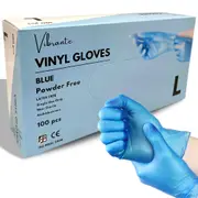 100pcs Vibrante Blue Vinyl Powder-free Gloves - XLARGE