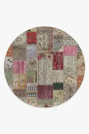 245' Round | Machine Washable Runner Rug | Kid & Pet Friendly | Indoor Rug | Patchwork Boho Rug | Ruggable