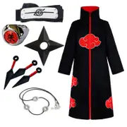 Akatsuki Uchiha Itachi Anime Cosplay Unisex Costume Ninja Naruto Cloak Halloween Christmas Easter Party Dresses