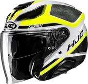 HJC F31 Ceron Jet helmet, black-white-yellow, Size XL for Men Black White Yellow