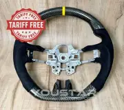 TARIFEE FREE Genuine CARBON Alcantara Yellow Steering Wheel for Mustang 18-23 (for: Ford)