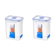 2x Locknlock 1.8L Airtight Classic Rectangle Food Storage Container Tall Clear