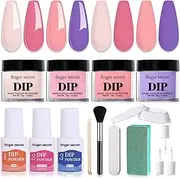 finger secret Powder Nail Dipping Kit,10g/0.35oz Dip Powder Nail ,4Colors Dip Powder,Dip Powder for Nail ,Dip Nails Powder Starter Kit for Nail Art Manicure DIY Salon,No nail/LED Nail Lamp Needed (Purple)