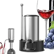 Electric Wine Decanter Dispenser 304 Stainl Steel Automatic pe-C Charging Cordl Wine Aerator Pourer with Storage Base Slanted Outlet Retractable Dispenser Tube