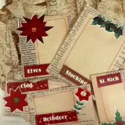 Christmas Ephemera Note Cards Junk Journal Strips Embellishments 55 Pc mq
