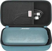 [BOVKE] Hard Travel Speaker Case for Bose SoundLink Flex Bluetooth Portable Speaker, Extra Mesh Pocket for Bluetooth Speakers Bose Charger, Charging Cables, Stone Blue