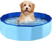 Foldable Dog Pool 24x8inch Portable Swimming Pool Dogs Cats PVC Folding Dog Cat Bath Tub Puppy Swimming Shower Bathing Bathing Tub and Kiddie Pool Collapsible Pool for Dogs Cats and Kids