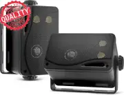 3.5" 200W 3-Way Weatherproof Mini Box Speaker System Black Outdoor Indoor Audio