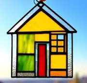 CUTE LITTLE COTTAGE Authentic Stained Glass HOME WINDOW SUNCATCHER House Warming