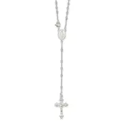 Sterling Silver Polished Bead Rosary 16 Inch Necklace