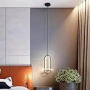 Nordic Minimalist LED Pendant Light Chandelier Led 21W Hanging Linear Tube Light Black Bedside Lamps for Bedroom Restaurant Living Room Kitchen Island Hanging Ceiling Lamp