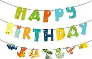 Dinosaur Happy Birthday Banner, Dino Birthday Decoration,Bunting Dinosaur Birthday Banner, Dinosaur Birthday Latte Flowers Birthday Hanging Decor, Dinosaur Theme Party Decorations for Birthday Party.