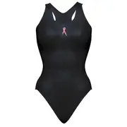 Pink Ribbon Black Nylon Ladies One-Piece Bathers Size 16